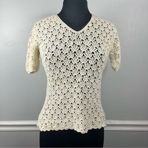 Vintage 90s jay jacobs crochet v-neck top size large Cottagecore